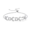 Rhodium Plated Pave CZ Ribbon Bracelet