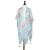 Mint Gloria Botanical Cover Up Shawl With Tassels