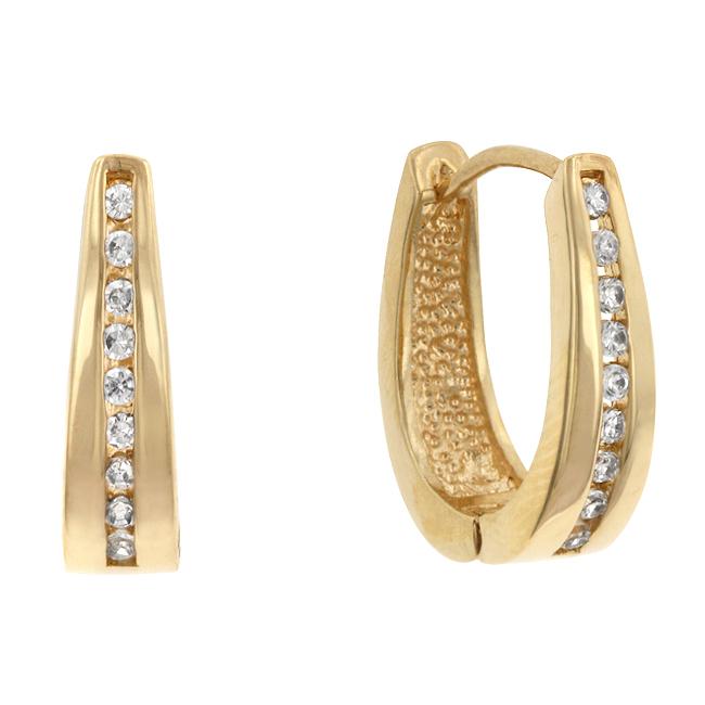 Elegant Goldtone Finish Cubic Zirconia Hoop Earrings Elegant Goldtone Finish Cubic Zirconia Hoop Earrings