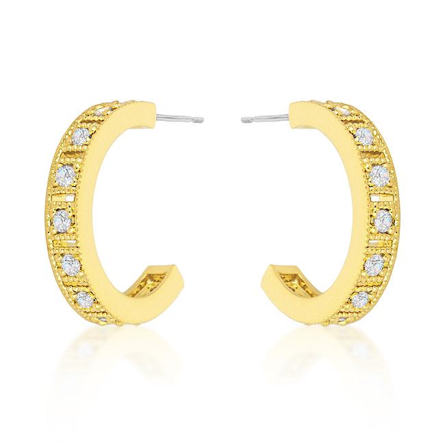 Roma Goldtone Finish Crystal Hoop Earrings Roma Goldtone Finish Crystal Hoop Earrings