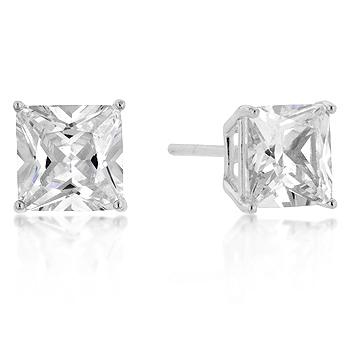 7mm New Sterling Princess Cut Cubic Zirconia Studs Silver 7mm New Sterling Princess Cut Cubic Zirconia Studs Silver
