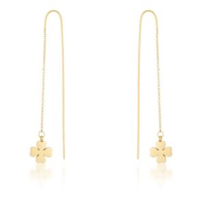 Patricia Gold Stainless Steel Clover Threaded Drop Earrings
