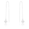 Patricia Rhodium Stainless Steel Clover Threaded Drop Earrings