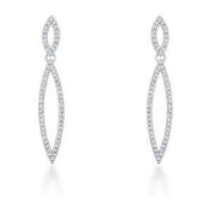 Sara 1.2ct CZ Rhodium Delicate Double Teardrop Drop Earrings