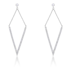 Michelle 1.2ct CZ Rhodium Delicate Pointed Drop Earrings
