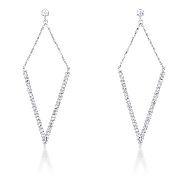 Michelle 1.2ct CZ Rhodium Delicate Pointed Drop Earrings Michelle 1.2ct CZ Rhodium Delicate Pointed Drop Earrings