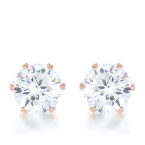Reign 3.4ct CZ Rose Gold Stainless Steel Stud Earrings