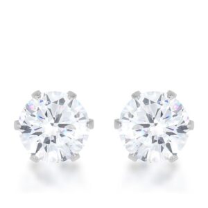 Reign 3.4ct CZ Rhodium Stainless Steel Stud Earrings