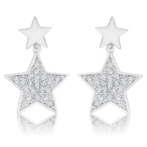 Bianca 0.5ct CZ Rhodium Star Drop Earrings