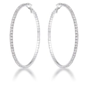 3.85Ct Silvertone Cup Chain Hoop Earrings