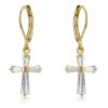Cubic Zirconia Goldtone Finish Cross Earrings
