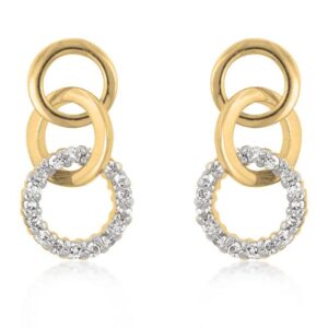 Goldtone Finish Triplet Hooplet Earrings