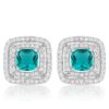 Aqua Halo Stud Earrings