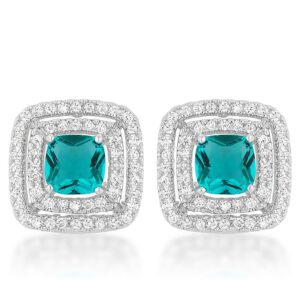 Aqua Halo Stud Earrings