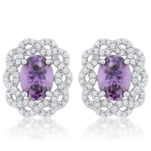Amethyst Oval Stud Earrings