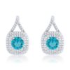 Christal 2.3ct Aqua CZ Rhodium Classic Drop Earrings