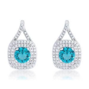 Christal 2.3ct Aqua CZ Rhodium Classic Drop Earrings