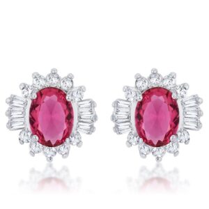 Chrisalee 3.3ct Ruby CZ Rhodium Classic Stud Earrings