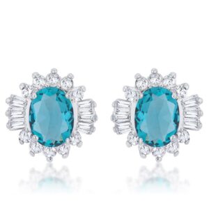 Chrisalee 3.3ct Aqua CZ Rhodium Classic Stud Earrings