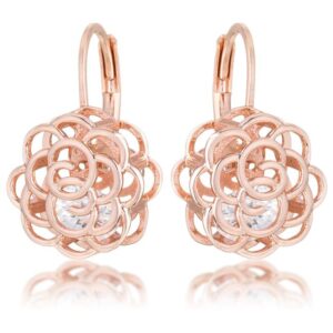 Maya 1.5ct CZ Rose Gold Rose Drop Earrings