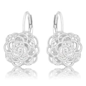 Maya 1.5ct CZ Rhodium Rose Drop Earrings