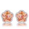 Floral Cut Champagne CZ Stud Earrings