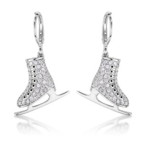 Delicate .85Ct Rhodium Plated Ice Skate Earrings