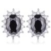 Rhodium Plated Black Petite Royal Oval Earrings