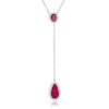 Lara 5.8ct Ruby CZ Rhodium Classic Drop Lariat Necklace