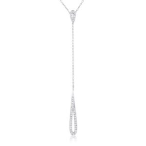 Chrisette 0.4ct CZ Rhodium Classic Drop Lariat Necklace