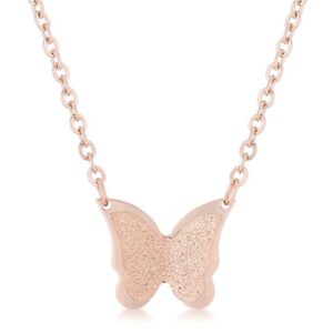 Breanne Rose Gold Stainless Steel Rose Gold Butterfly Necklace