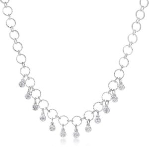 1.32 Ct Stunning Rhodium Necklace with CZ Charms