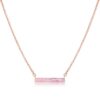 Rose Gold Plate Pink Opal Bar Necklace