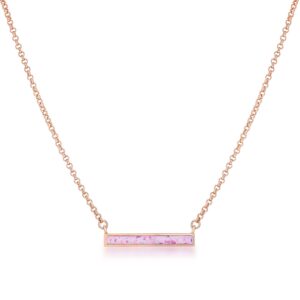 Rose Gold Plate Pink Opal Bar Necklace