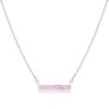 Rhodium Plated Pink Opal Bar Necklace