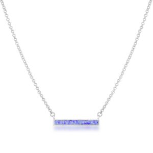 Rhodium Plated Purple Opal Bar Necklace