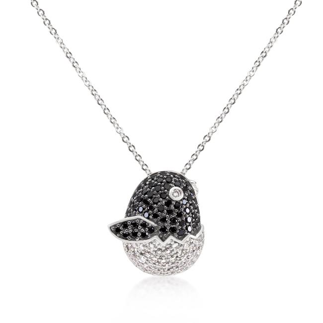 Black and White Cubic Zirconia Baby Bird Pendant Black and White Cubic Zirconia Baby Bird Pendant