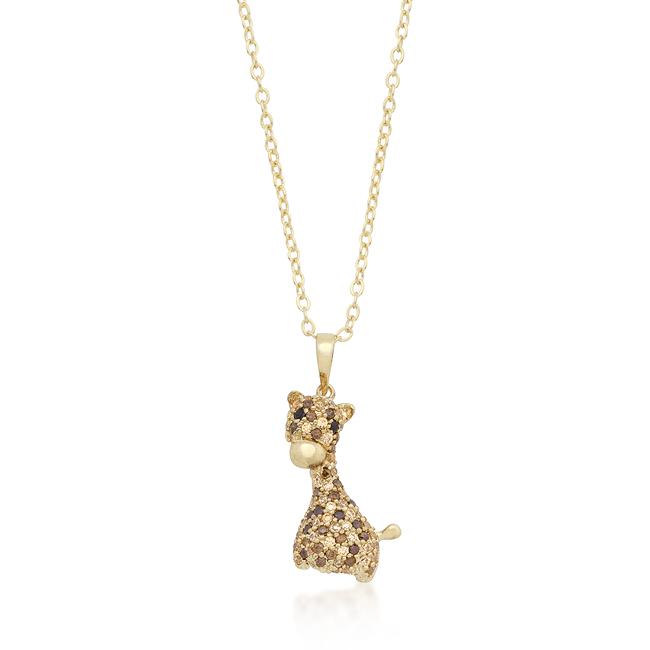 Golden Cubic Zirconia Giraffe Pendant Necklace Golden Cubic Zirconia Giraffe Pendant Necklace