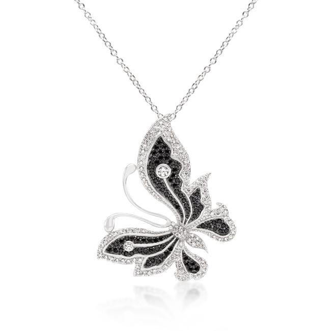 Black and White Large Cubic Zirconia Butterfly Pendant Black and White Large Cubic Zirconia Butterfly Pendant