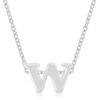 Rhodium Plated Finish Initial W Pendant
