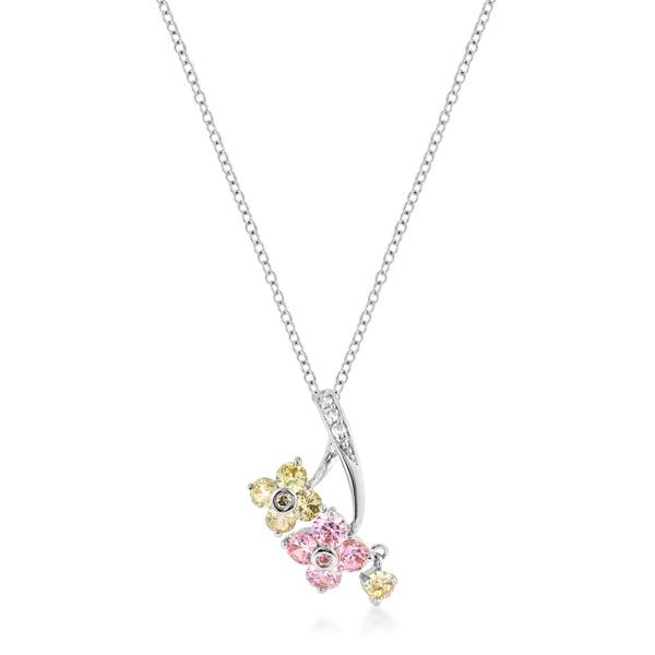 Rhodium Plated Floral Couplet Pendant Rhodium Plated Floral Couplet Pendant