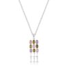 Rhodium Plated Oval CZ Crest Pendant