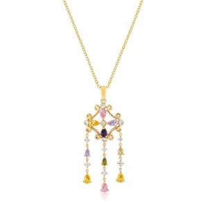 Goldtone Multi-Color Dangle Pendant