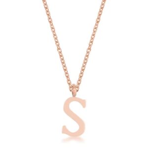 Elaina Rose Gold Stainless Steel S Initial Necklace