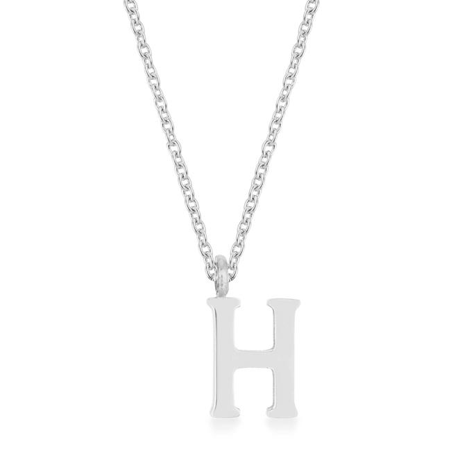 Elaina Rhodium Stainless Steel H Initial Necklace Elaina Rhodium Stainless Steel H Initial Necklace