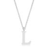 Elaina Rhodium Stainless Steel L Initial Necklace