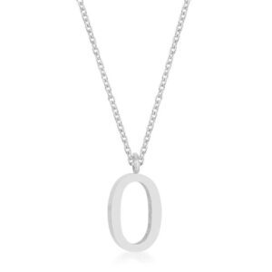 Elaina Rhodium Stainless Steel O Initial Necklace
