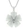 White Cats Eye Cubic Zirconia Flower Pendant
