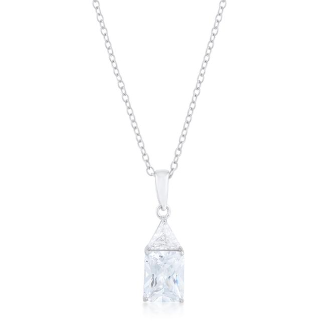 Classic Cubic Zirconia Sterling Silver Drop Necklace Classic Cubic Zirconia Sterling Silver Drop Necklace