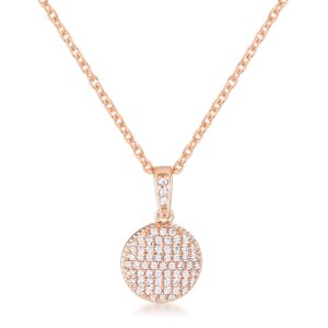 Rose Gold Plated Necklace with CZ Disk Pendant
